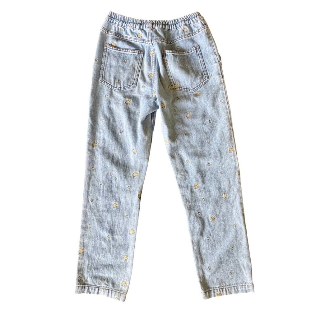 MINI BODEN Denim Star Jeans Girls 9 Blue Jean Pockets Embroidered Elastic Waist - Picture 2 of 8